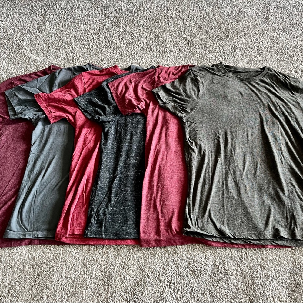 Set of 6 Casual T-Shirts in Red, Gray, and Black